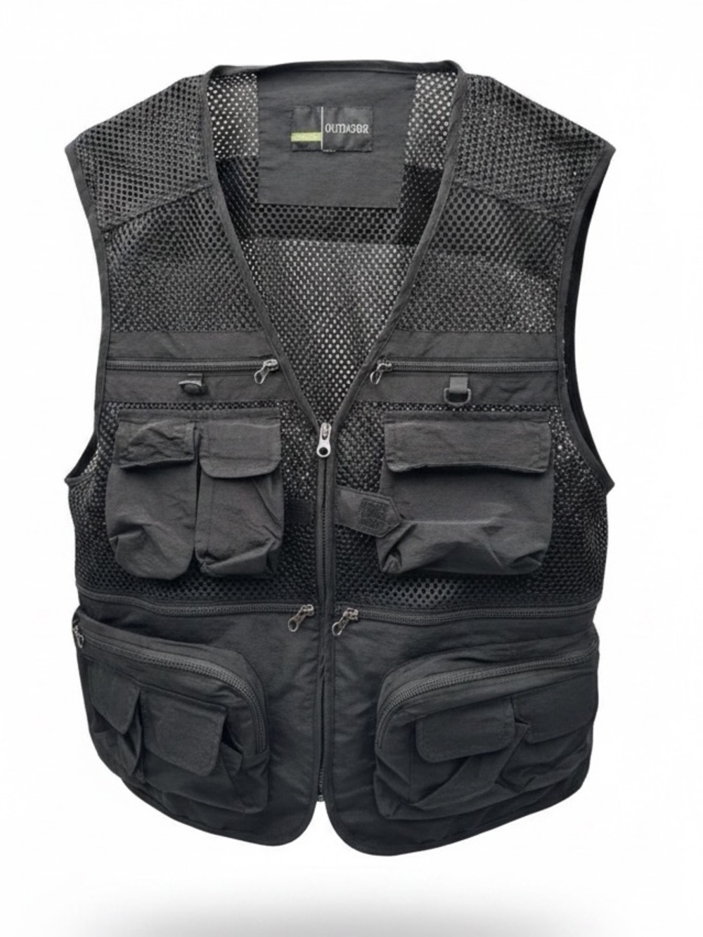 Mesh 14-Pocket Black Tactical Vest Fishing Hiking Military Airsoft Outdoor
